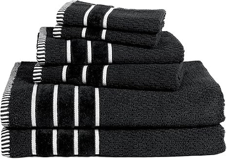 6-Piece Towel Set - Combed Cotton Rice Weave Bathroom Accessories with 2 Bath Towels, 2 Hand Towe... | Amazon (US)