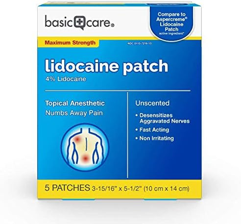 Amazon Basic Care Lidocaine Patch, 4% Lidocaine, Topical Anesthetic, Desensitizes Aggravated Nerv... | Amazon (US)