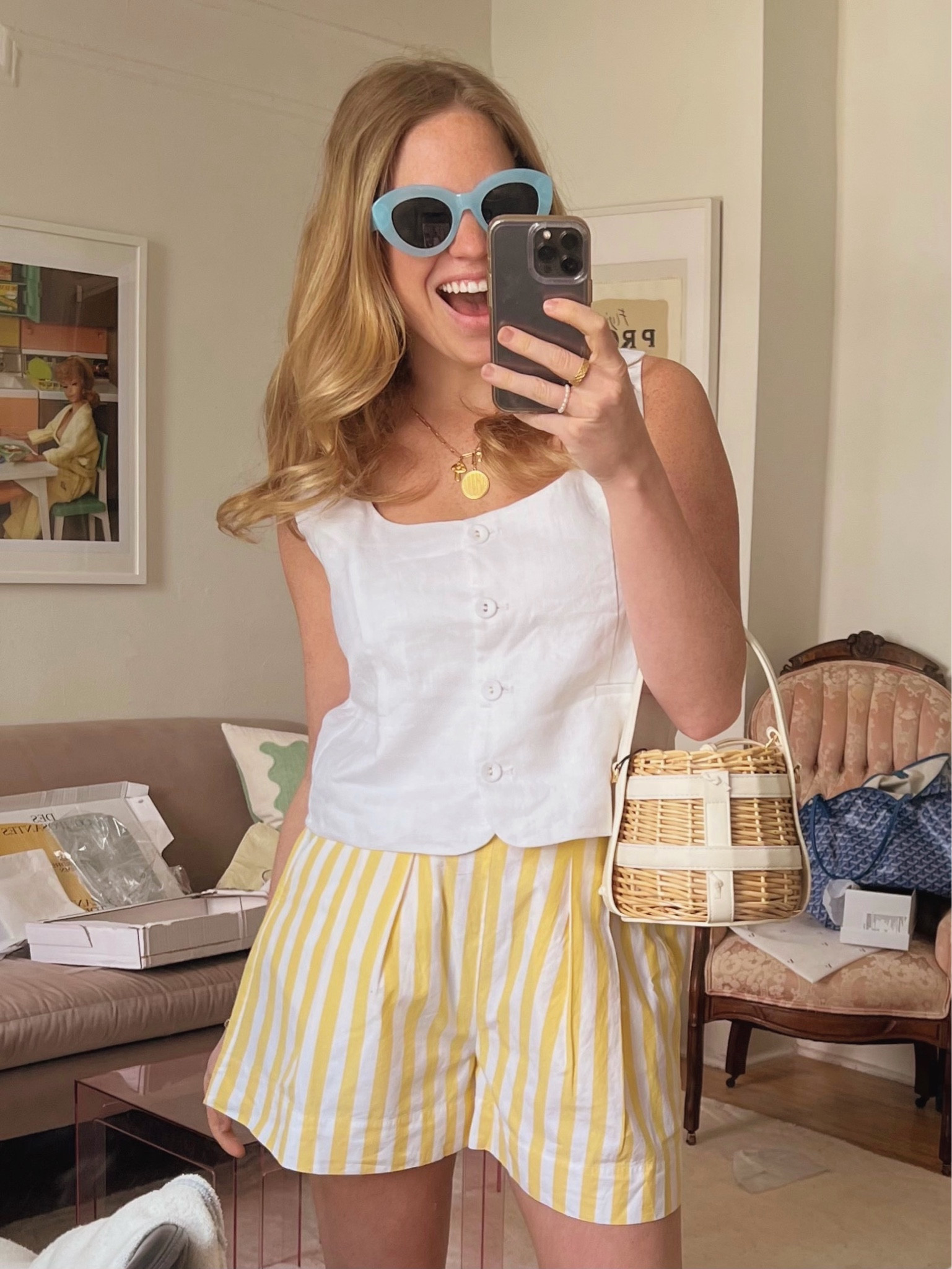 Couldn’t resist… Italy wardrobe sneak peak! So excited to wear this outfit!! 🍋

Sunglasses are only $11!

Bag is Zara

#LTKstyletip #LTKunder100