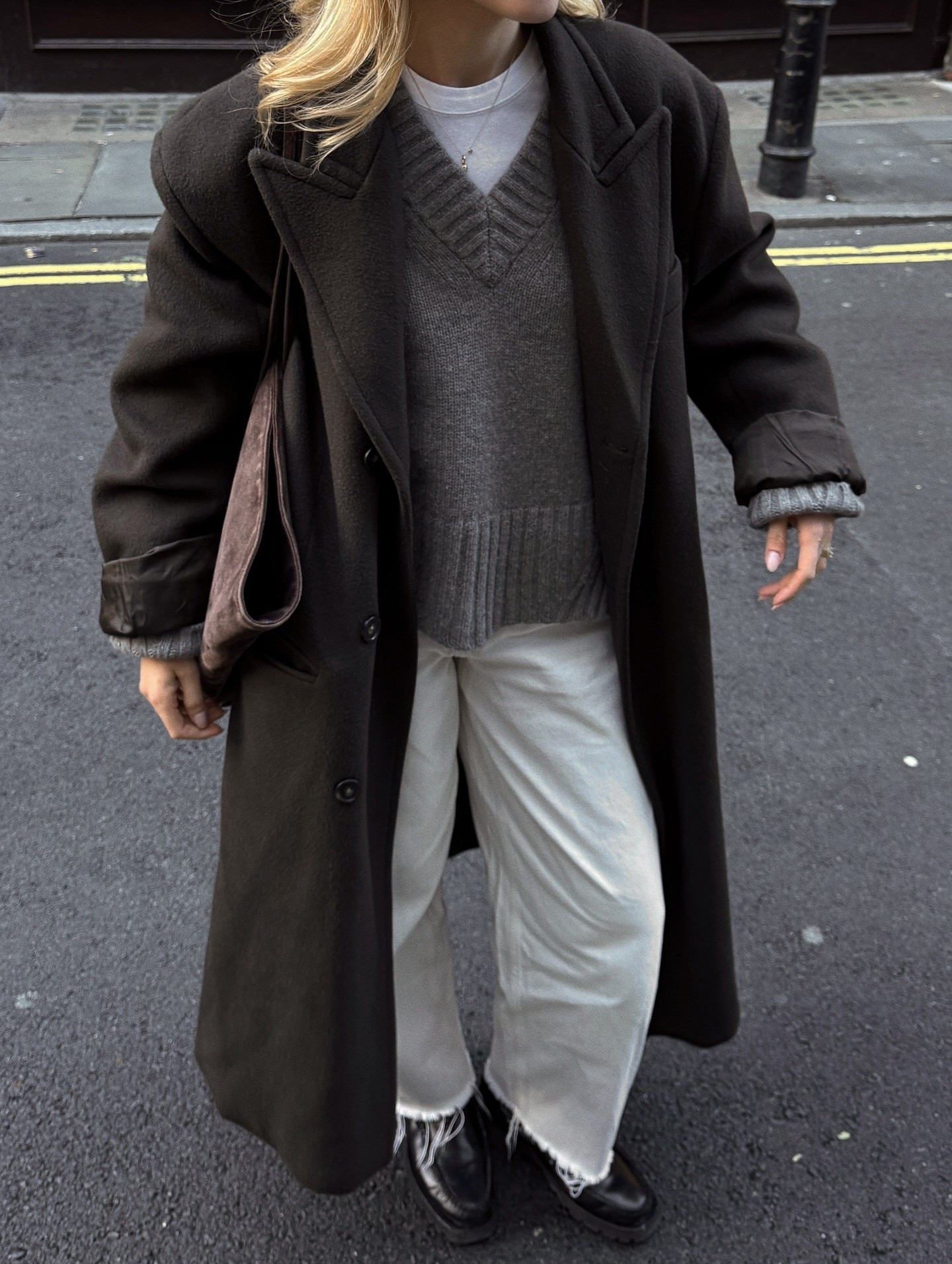 Winter wool coat is out paired with white barrel jeans and a cashmere jumper 

#LTKwinter