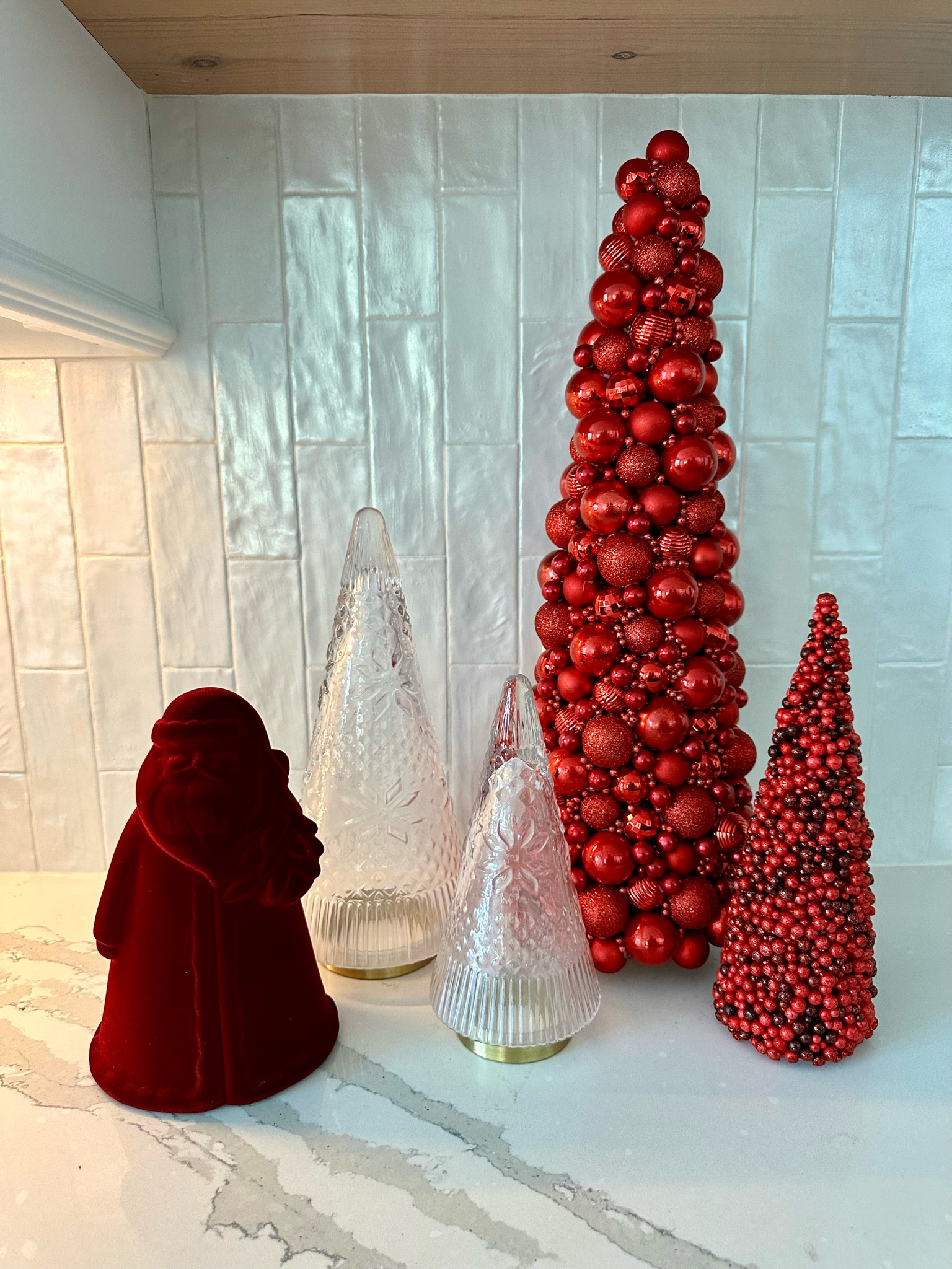 I made the large red tree but I got the idea from the Target trees linked here! Love my burgundy velvet Santa and they finally brought back my fair isle glass trees from Target! 

#LTKSeasonal #LTKHome #LTKHoliday