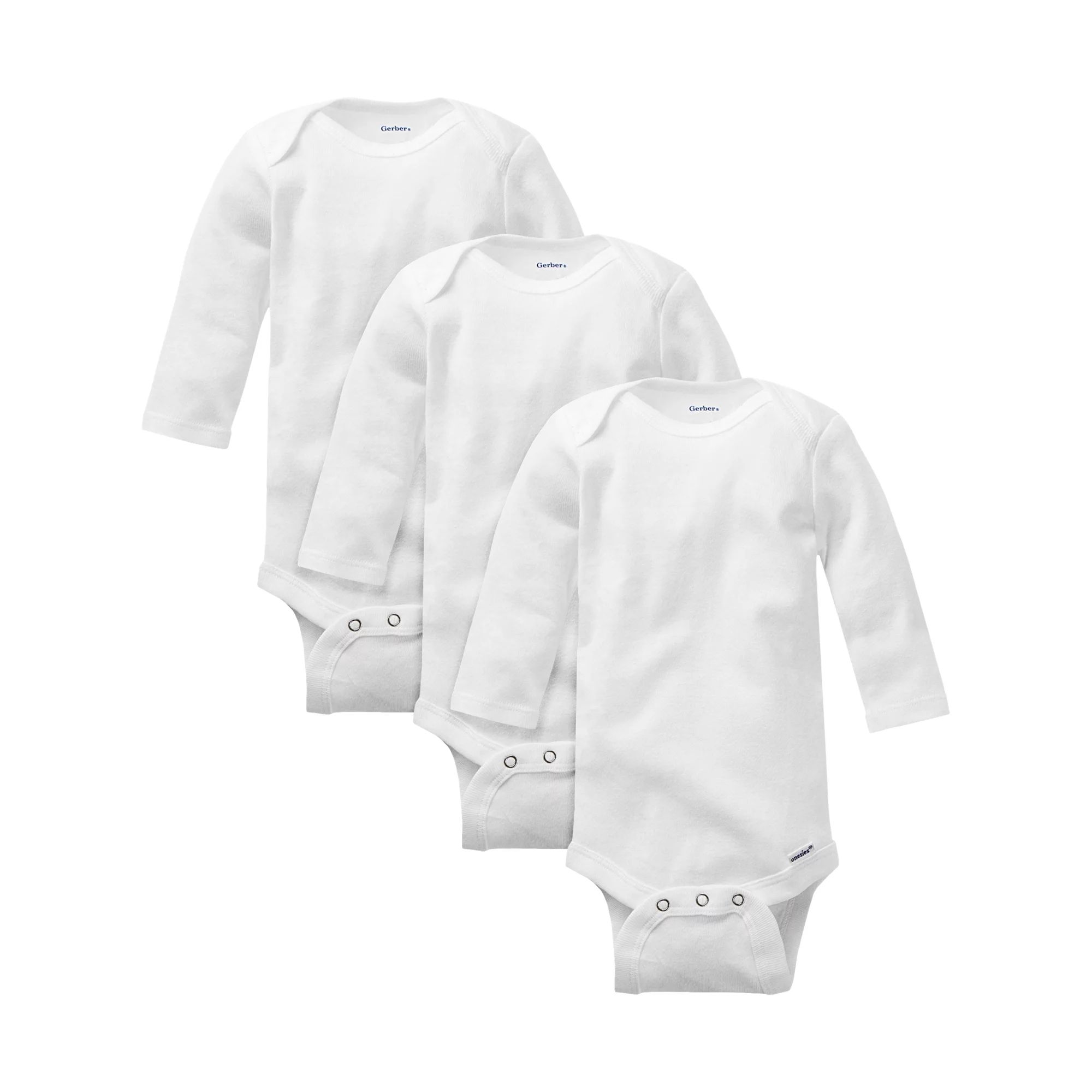 Gerber Baby Boy, Baby Girl, & Unisex Long Sleeve White Onesies Bodysuits, 3-Pack, Sizes Preemie-2... | Walmart (US)