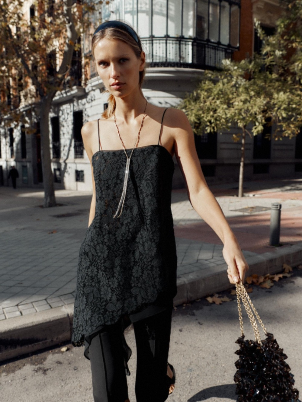 Zara Black Lace Asymmetric Cami Top | Poshmark