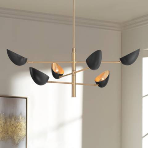 Possini Euro Atherton 42 1/2" Gold and Black 6-Light Sputnik Pendant | Lamps Plus