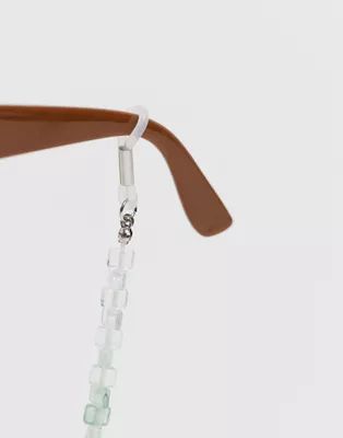 ASOS DESIGN midweight sunglasses chain with beads in green tones | ASOS (Global)