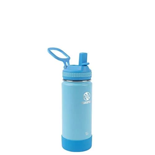 Takeya Kids Insulated Water Bottle w/Straw Lid, 16 Ounces, Sail Blue/Atlantic | Walmart (US)