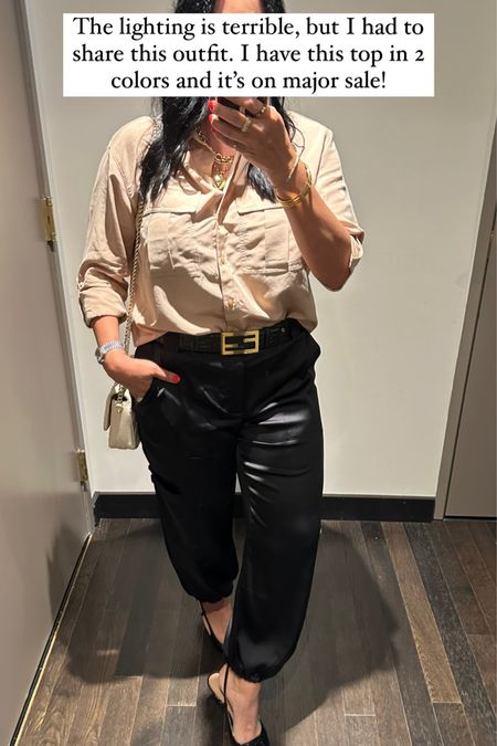 Top size medium (size down), pants size large (they were a little big but the medium pulled some in my hips). Shoes fit TTS. 

The Spoiled Home 

#LTKworkwear #LTKmidsize #LTKsalealert