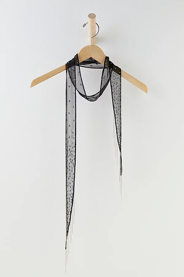Make It Rain Fringe Skinny Scarf by Chan Luu at Free People, Black, One Size | Free People (UK)