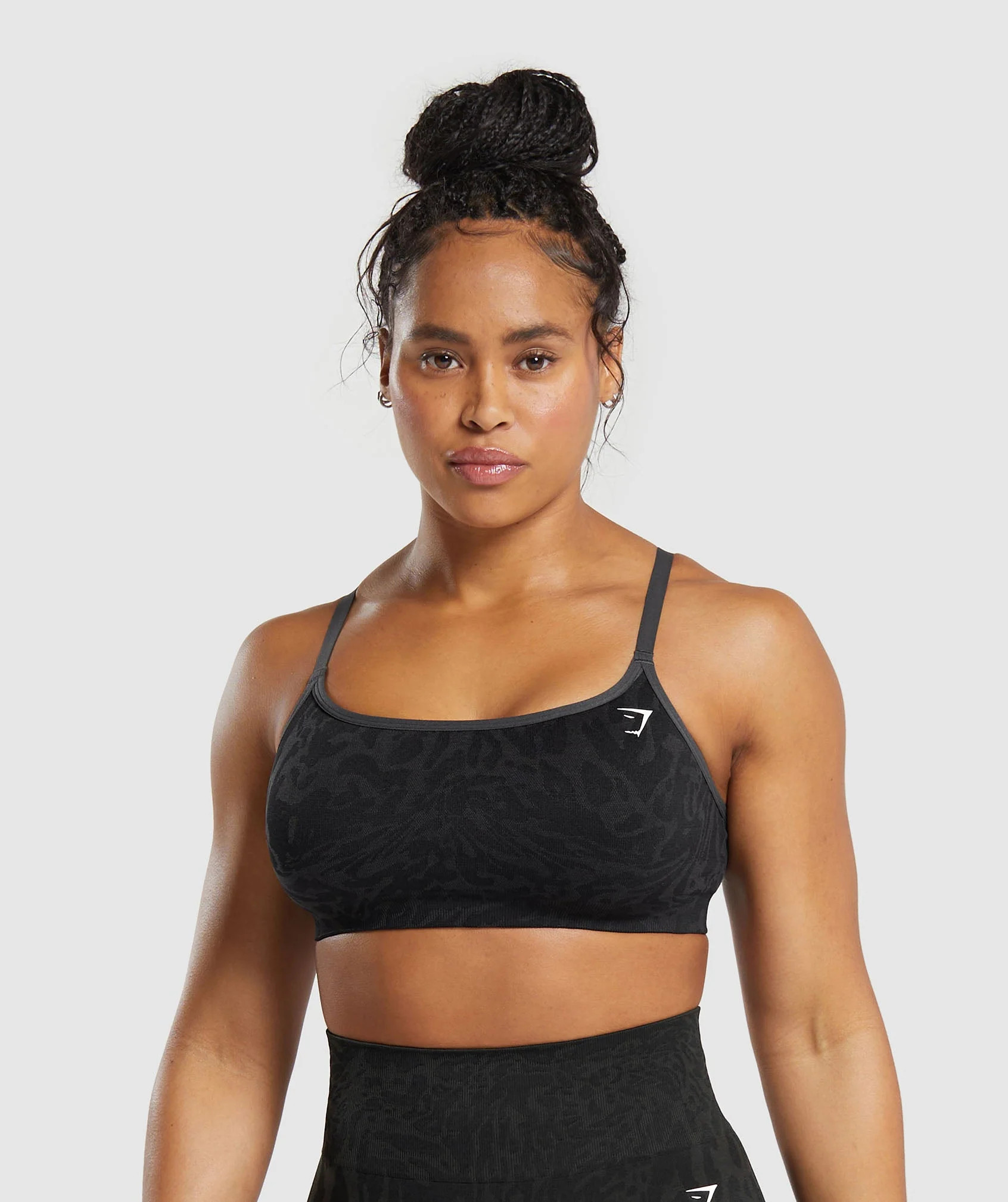 Gymshark Adapt Safari Seamless Sports Bra - Black/Asphalt Grey | Gymshark US