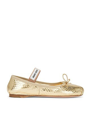 Miu Miu Ballerina in Metallic Gold | FWRD 