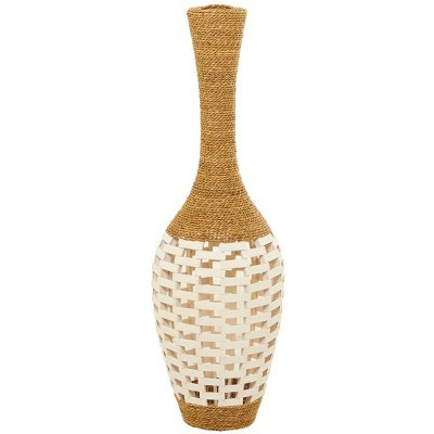 Olivia & May 40'' x 13'' Tall Seagrass Woven Floor Vase White: Bohemian Style, Amphora Shape, Spot Clean | Target