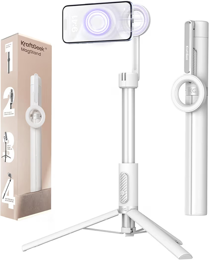 KraftGeek 64" Magnetic Phone Tripod for iPhone MagSafe, Reinforced Aluminum Selfie Stick Tripod S... | Amazon (US)