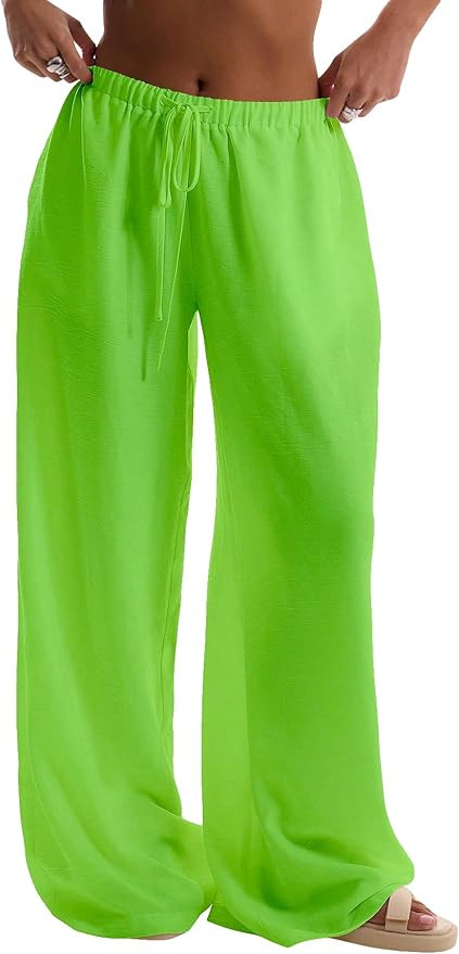 RoseSeek Women's Beach Cover Ups Wide Leg Loose Linen Pants Swimsuit Coverup Summer Vacation Outf... | Amazon (US)