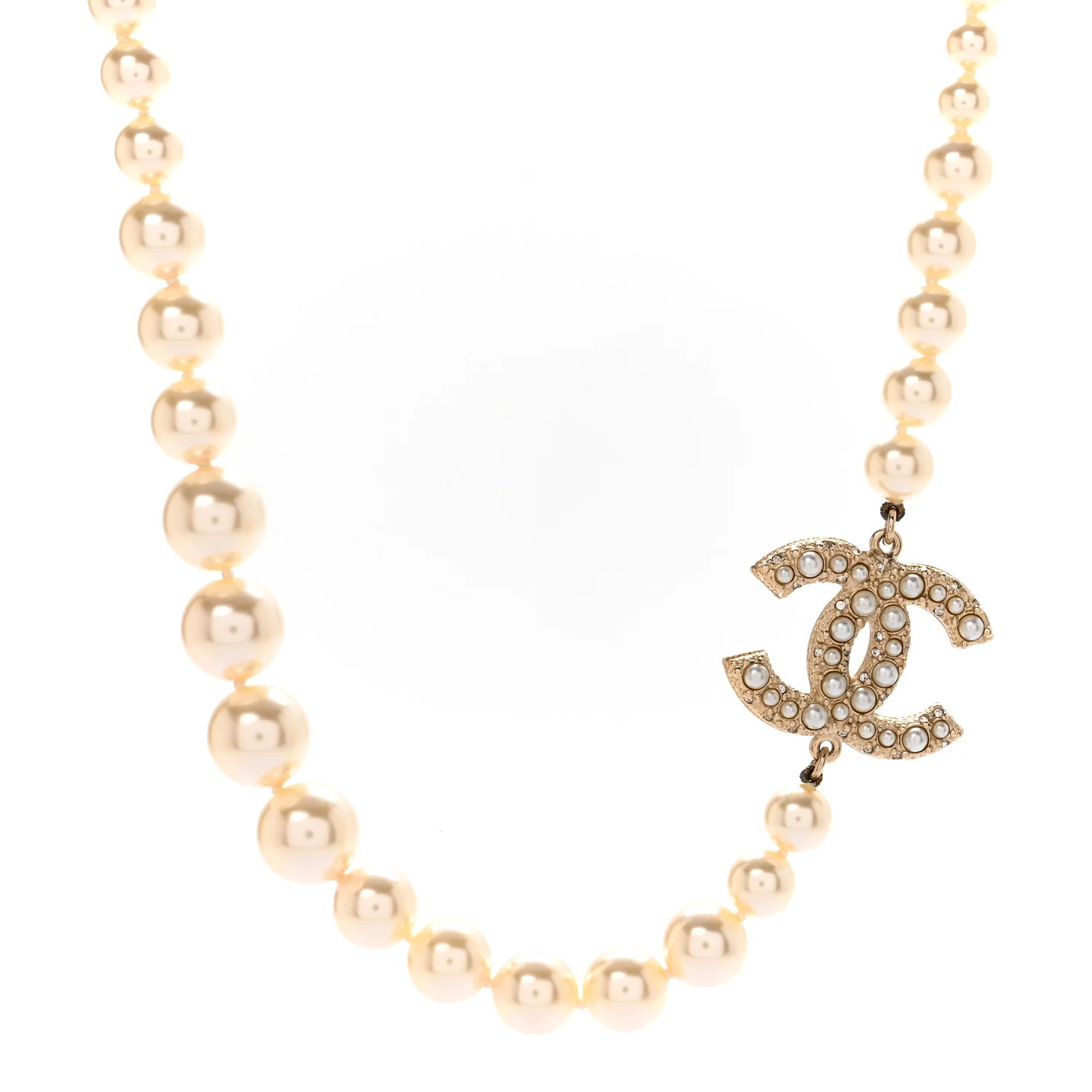 Chanel Pearl CC 100th Anniversary Necklace Light Gold 1826616 | FASHIONPHILE (US)