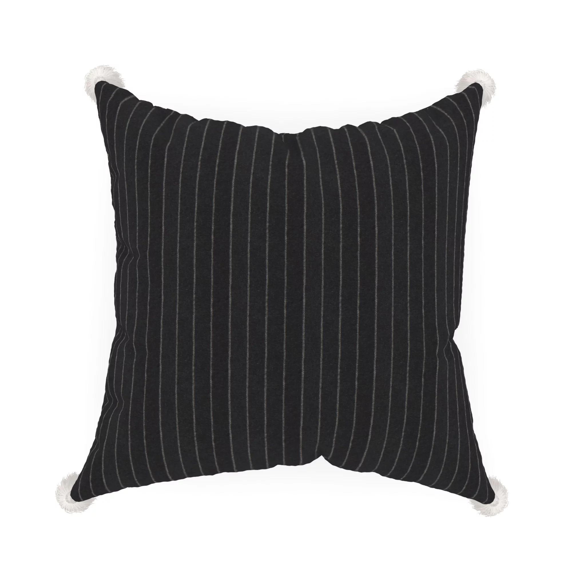 Decorative Throw Pillow Cover, 18” x 18”, Black and White, Yarn Dye Pinstripe with Corner Tas... | Walmart (US)