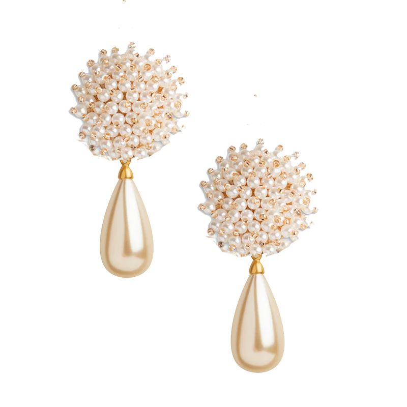 Cluster Pearl Teardrop Earrings | Teggy French