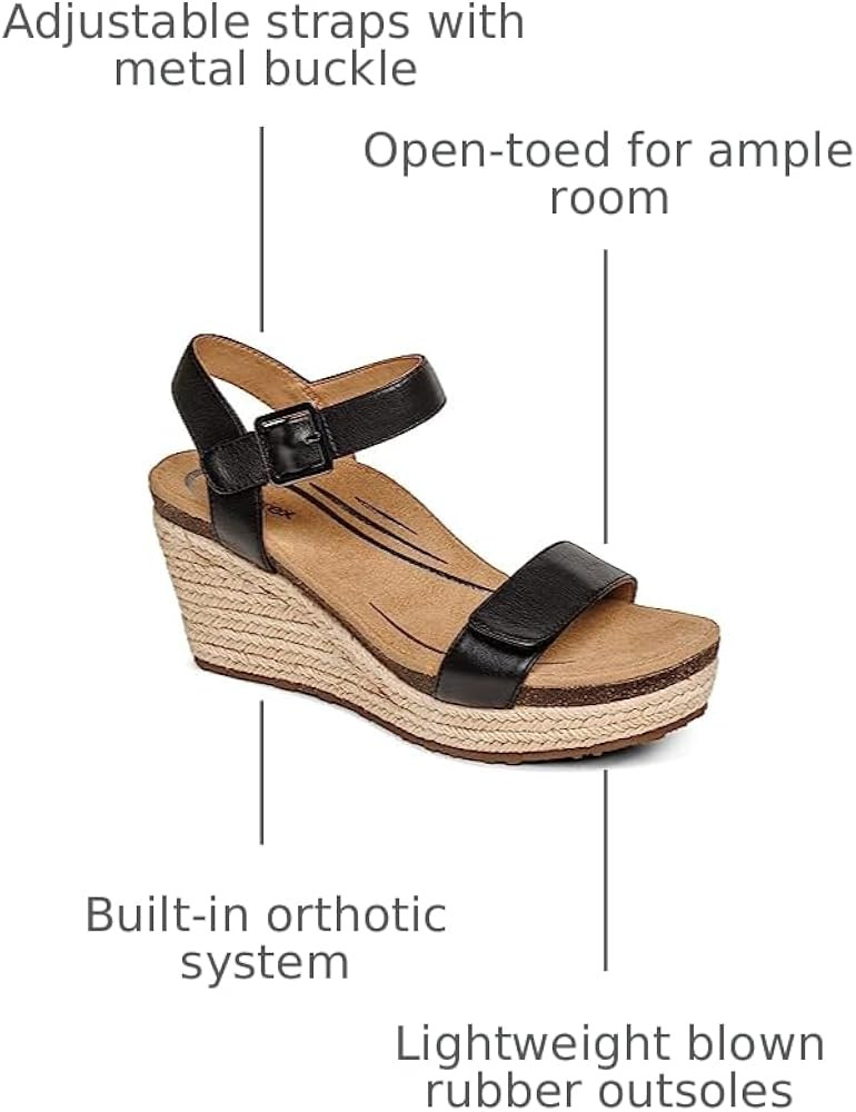 Aetrex Women's Sydney Orthopedic Quarter Ankle Strap Espadrille Wedge Sandals | Amazon (US)