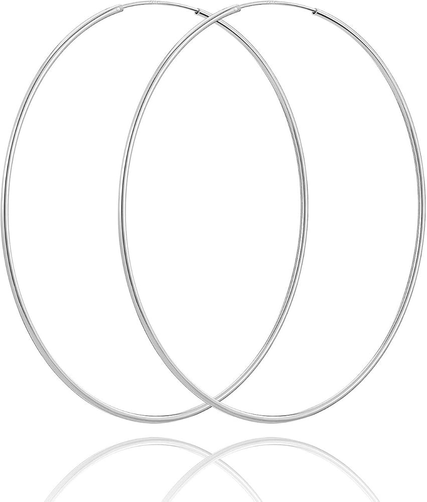 SWEETV 925 Sterling Silver Hoop Earrings for Women Lightweight Endless Silver Thin Hoops, 20/30/4... | Amazon (US)
