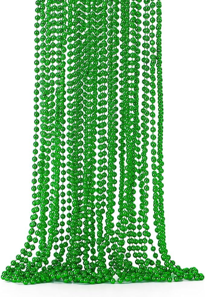 EOBOH Mardi Gras Beads, 12PCS Beads Necklace, Metallic 33" Beaded Costumes Stuff, Festival Parade... | Amazon (US)
