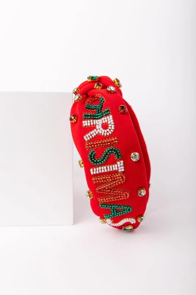 Merry Christmas Knotted Headband | Pink Lily