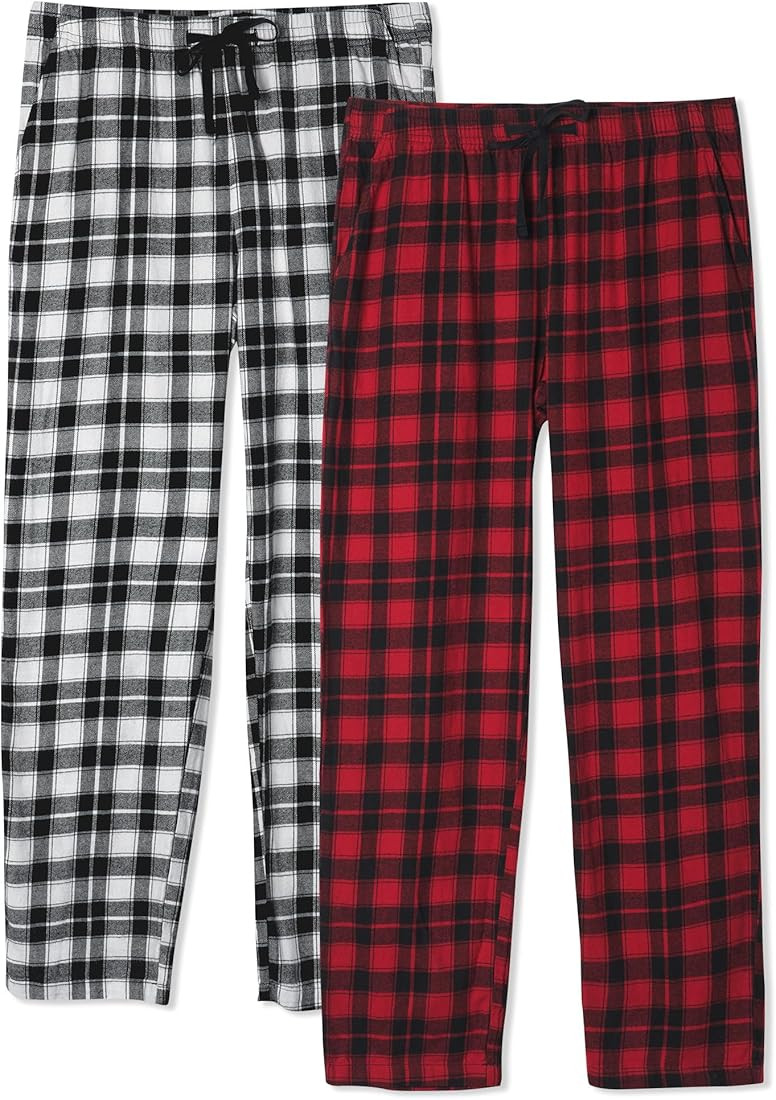 DAVID ARCHY 2 Pack Women Plaid Pajama Pants Lounge Comfy Cotton Flannel Pajama Bottoms Drawstring... | Amazon (US)