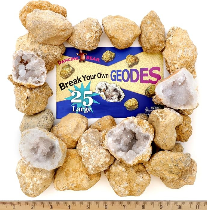 DANCING BEAR 25 Break Your Own Geodes, 90% Hollow, (Large 1.75-2.5") Crack Open & Discover Amazin... | Amazon (US)