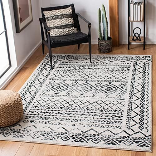 SAFAVIEH Tulum Collection 5'3" x 7'6" Ivory / Black TUL268D Moroccan Boho Distressed Non-Shedding... | Amazon (US)
