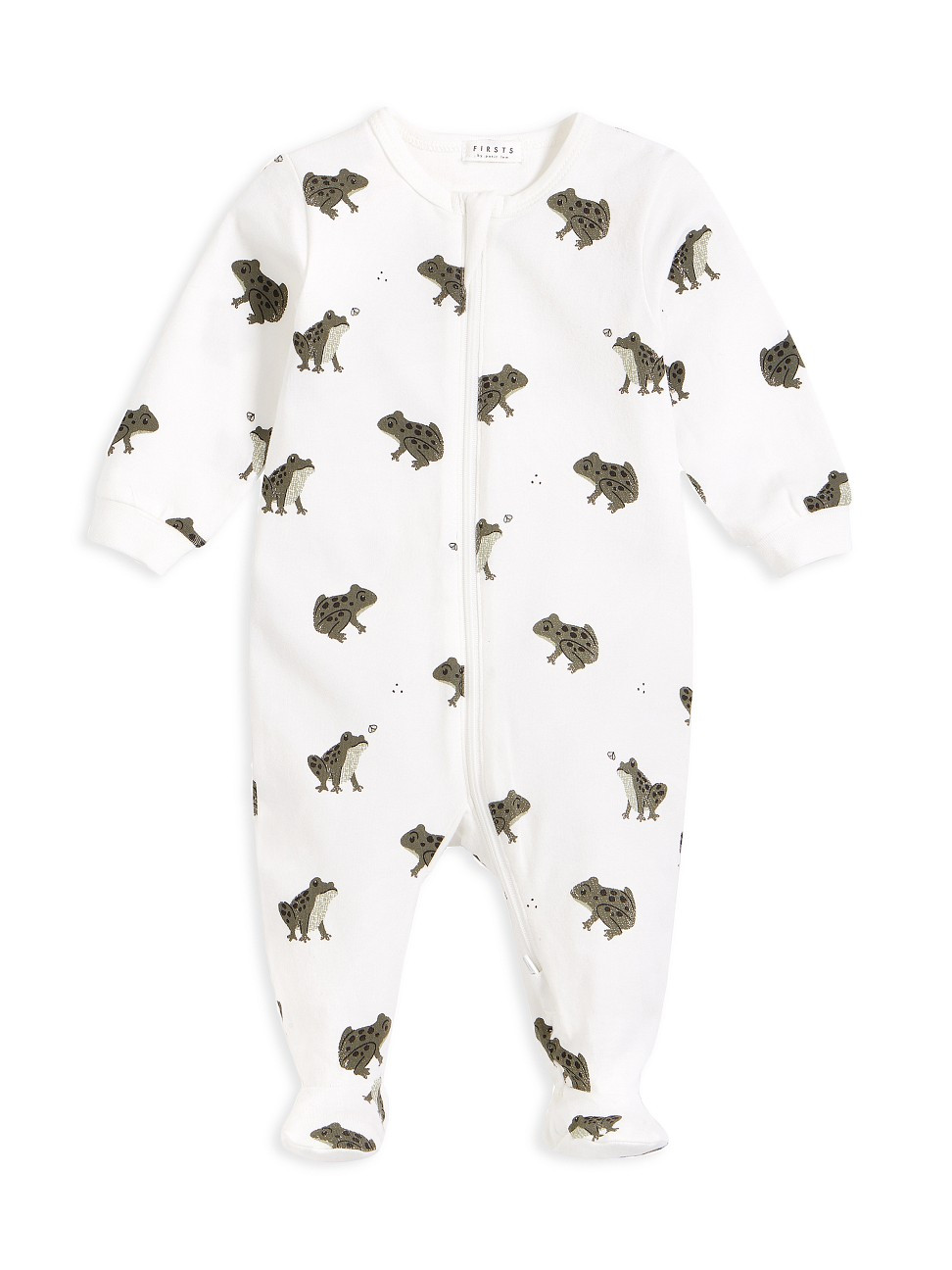 Baby Boy's Pond Frog Print Stretch Cotton Footie - Off White - Size 3 Months | Saks Fifth Avenue