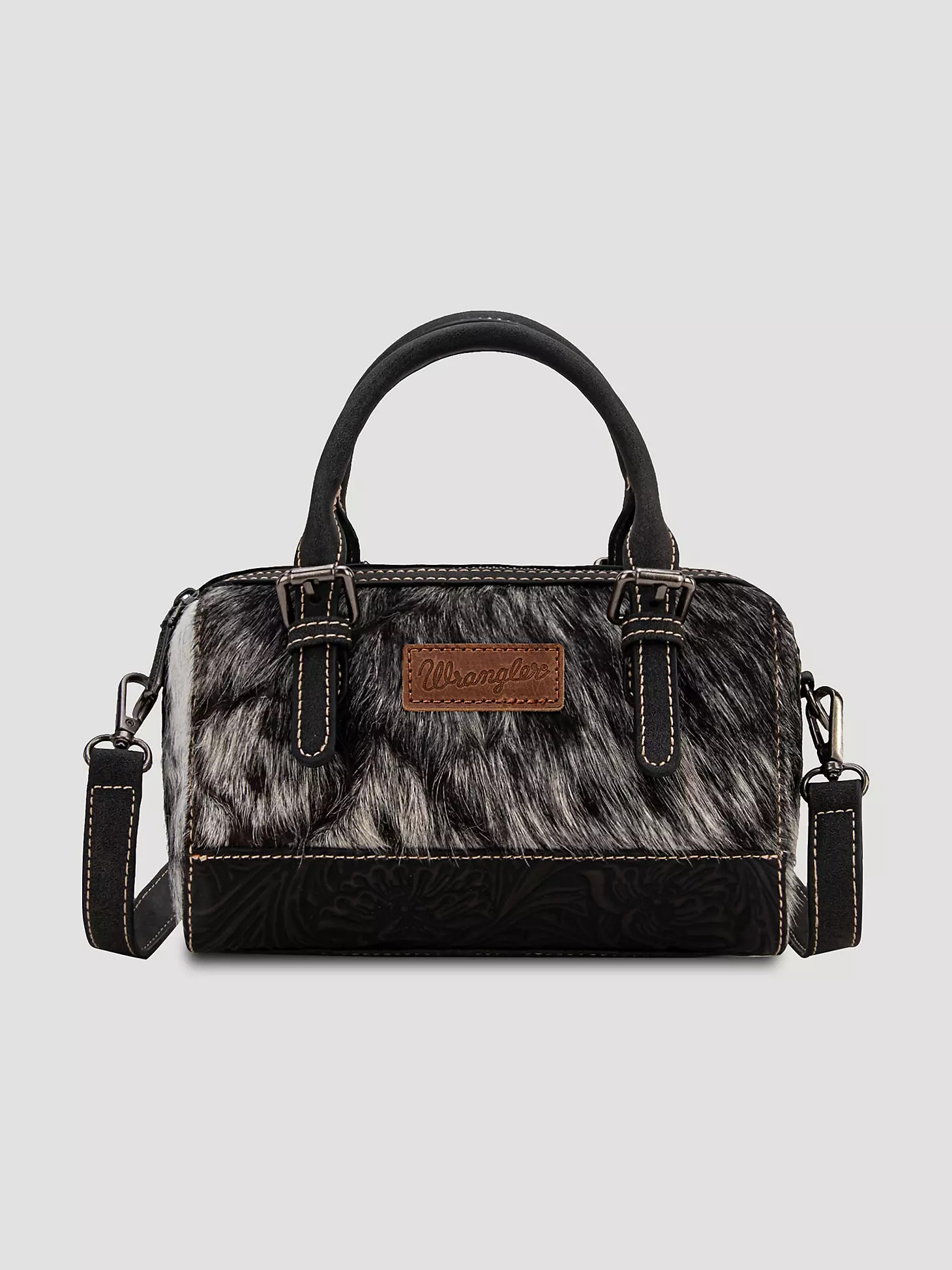 Genuine Hair-On Cowhide Barrel Bag | Wrangler