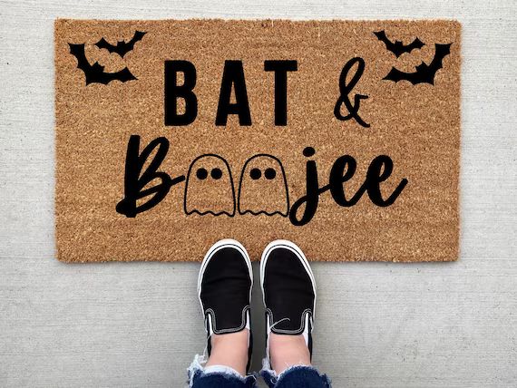 Bat and Boojee Halloween doormat, Halloween Doormat, pumpkin, fall decor, personalized doormat, f... | Etsy (US)
