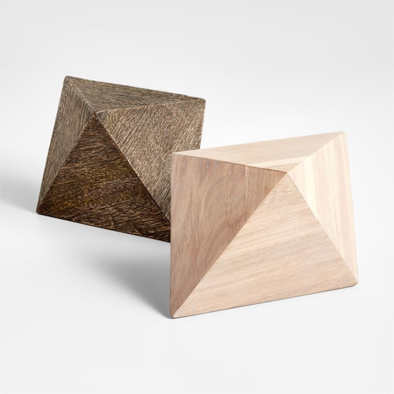 Hedron Wood Triangle Sculptures | Crate and Barrel | Crate & Barrel