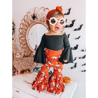 Ginkgo Print Bell Bottoms/Fall Flares Girls Boho Flare Pants Leggings Toddler | Etsy (US)