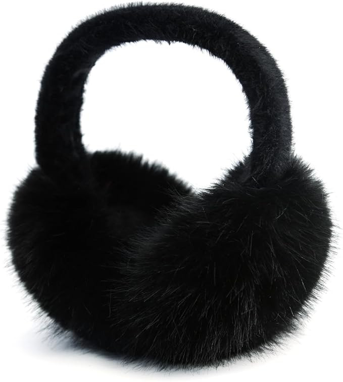 Women Winter Ear Muffs Fluffy Faux Fur Earmuffs Foldable Ear Warmer Girls Soft Ear Covers | Amazon (US)
