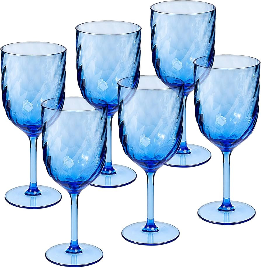 KOXIN-KARLU Unbreakable Classic 14 ounce All-Purpose Plastic Stem Wine Glasses Acrylic Glasses, S... | Amazon (US)