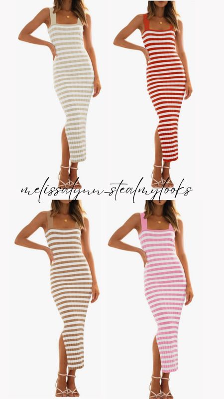 Sale $29! Summer Striped Knit Bodycon Midi Dress Square Neck Side Slit Tank Ribbed Sweater Dresses

Shop my favorites at Melissa Lynn Steal My Looks.

#LTKFindsUnder50 #LTKStyleTip #LTKTravel
