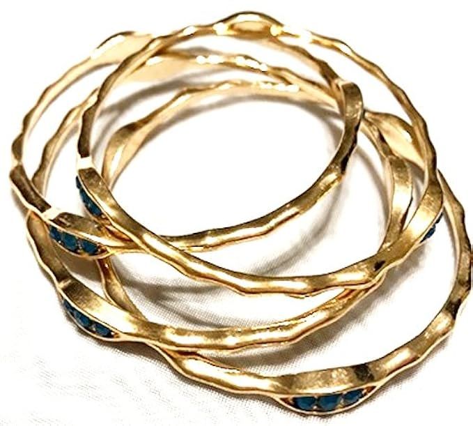 Global Huntress Stunning 18K Gold Plated Lead Free Green Rhinestone Elegant Women Bangle Bracelet | Amazon (US)