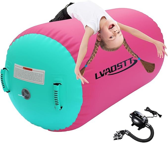 Gymnastics Barrel Equipment for Kids Inflatable Air Roller Tumbling Mat Balance Cylinder with Ele... | Amazon (US)