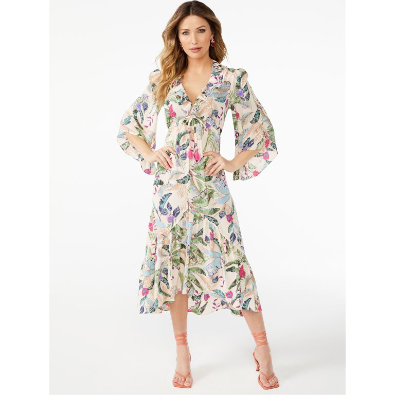 Sofia Jeans by Sofia Vergara Women's Long Sleeve Maxi Dress with High-Low Hem | Walmart (US)