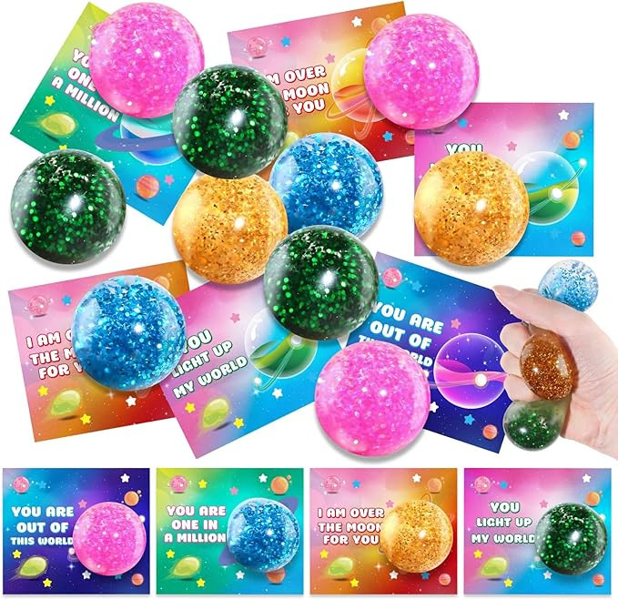 SpringFlower 24Pack Valentine's Day Cards for Kids with Stretchy Stress Balls for School Classroo... | Amazon (US)