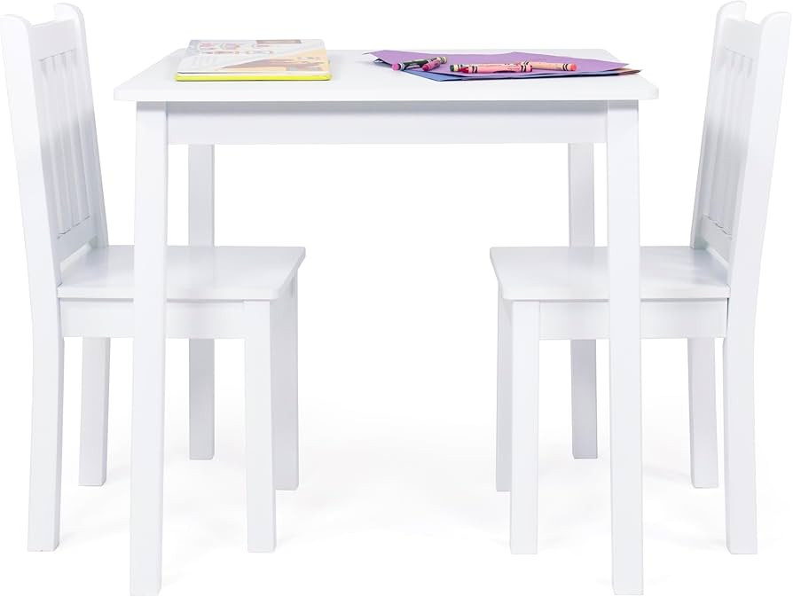 Humble Crew Kids Wooden Table and 2 Chairs Set, White - Square Kids Table and Chair Set for Toddl... | Amazon (US)