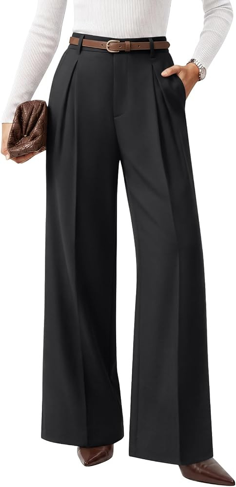 LILLUSORY Women's Wide Leg Work Pants Dress Business Casual Loose Slacks | Amazon (US)