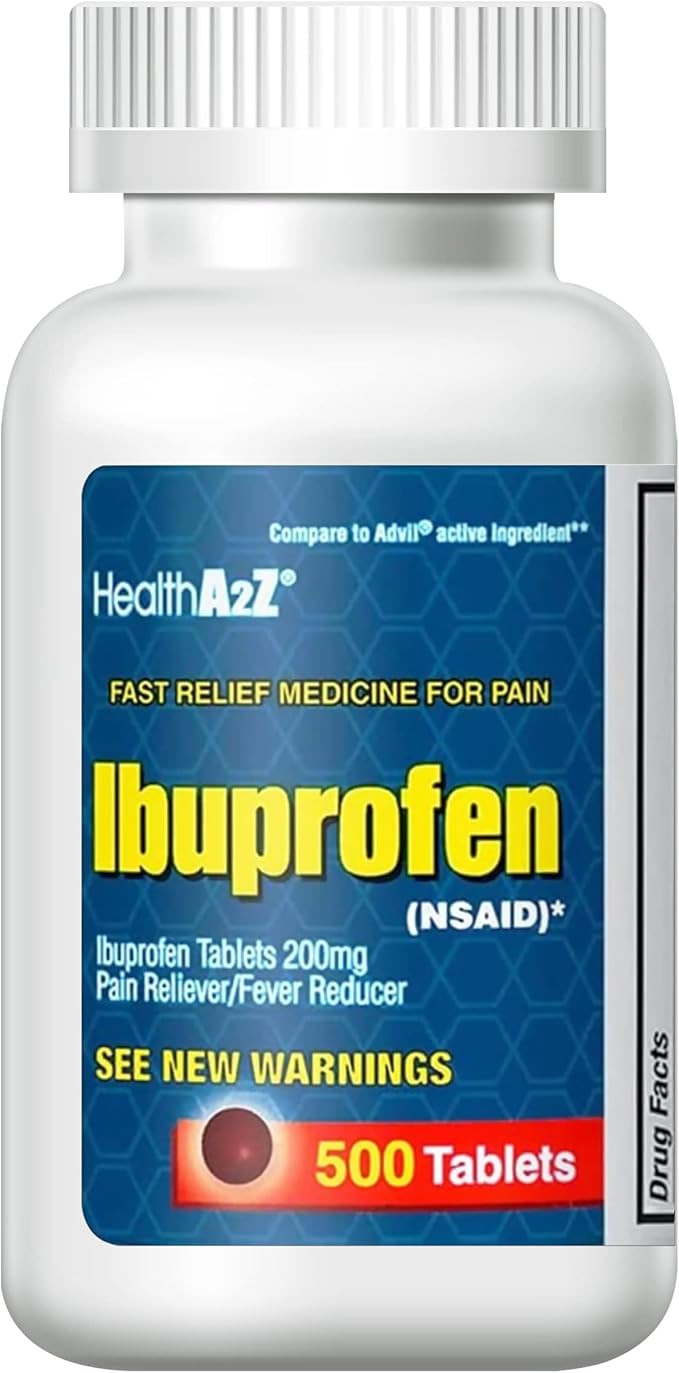 HealthA2Z® Ibuprofen 200mg | 500 Counts | Pain Relief | Body Aches | Headache | Arthritis | Cram... | Amazon (US)