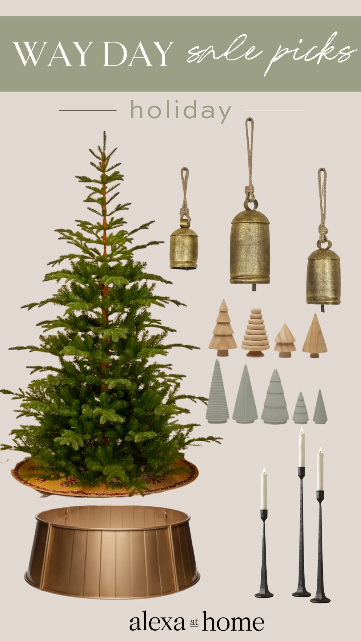 Way day sale, way day holiday picks , holiday decor , Christmas tree , Christmas bells, wooden Christmas tree, iron candle sticks 

#LTKhome #LTKSeasonal #LTKHoliday