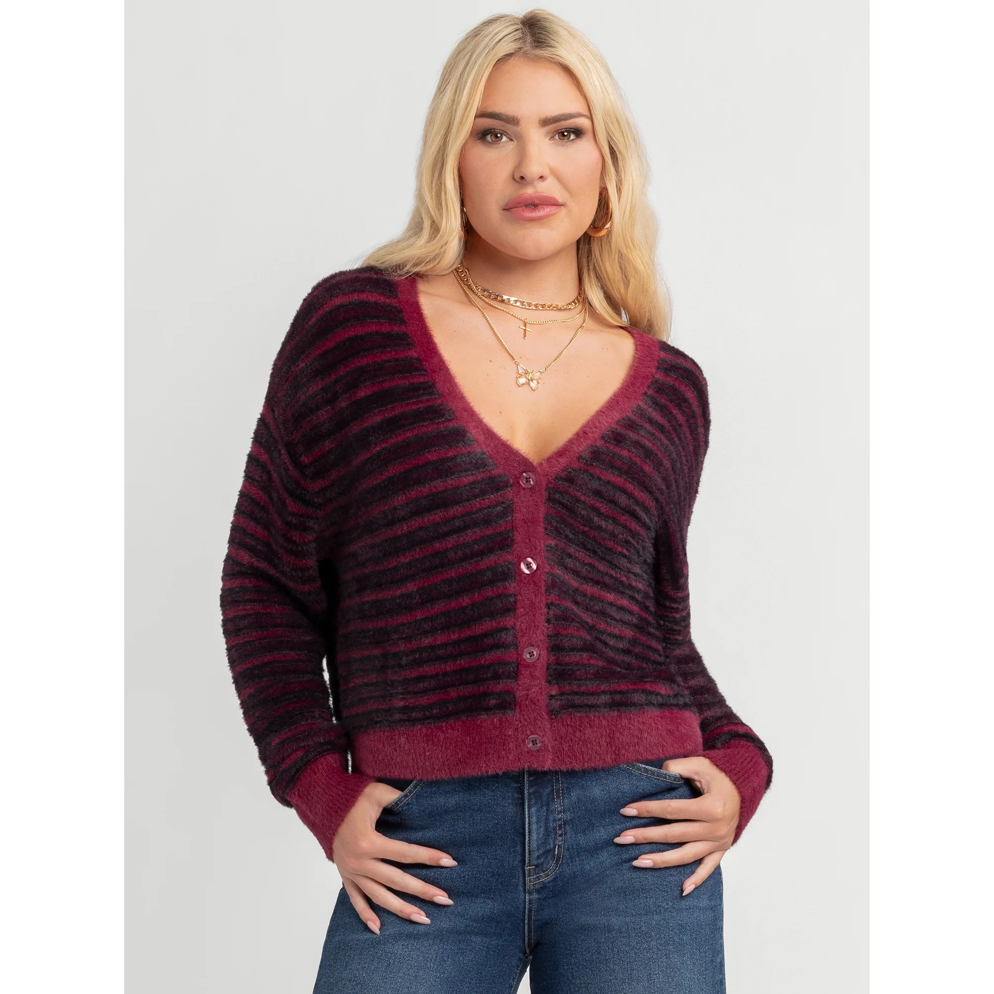 Jessica Simpson Women's Dionne Eyelash Cardigan Sweater, Midweight, Sizes XS-XL | Walmart (US)