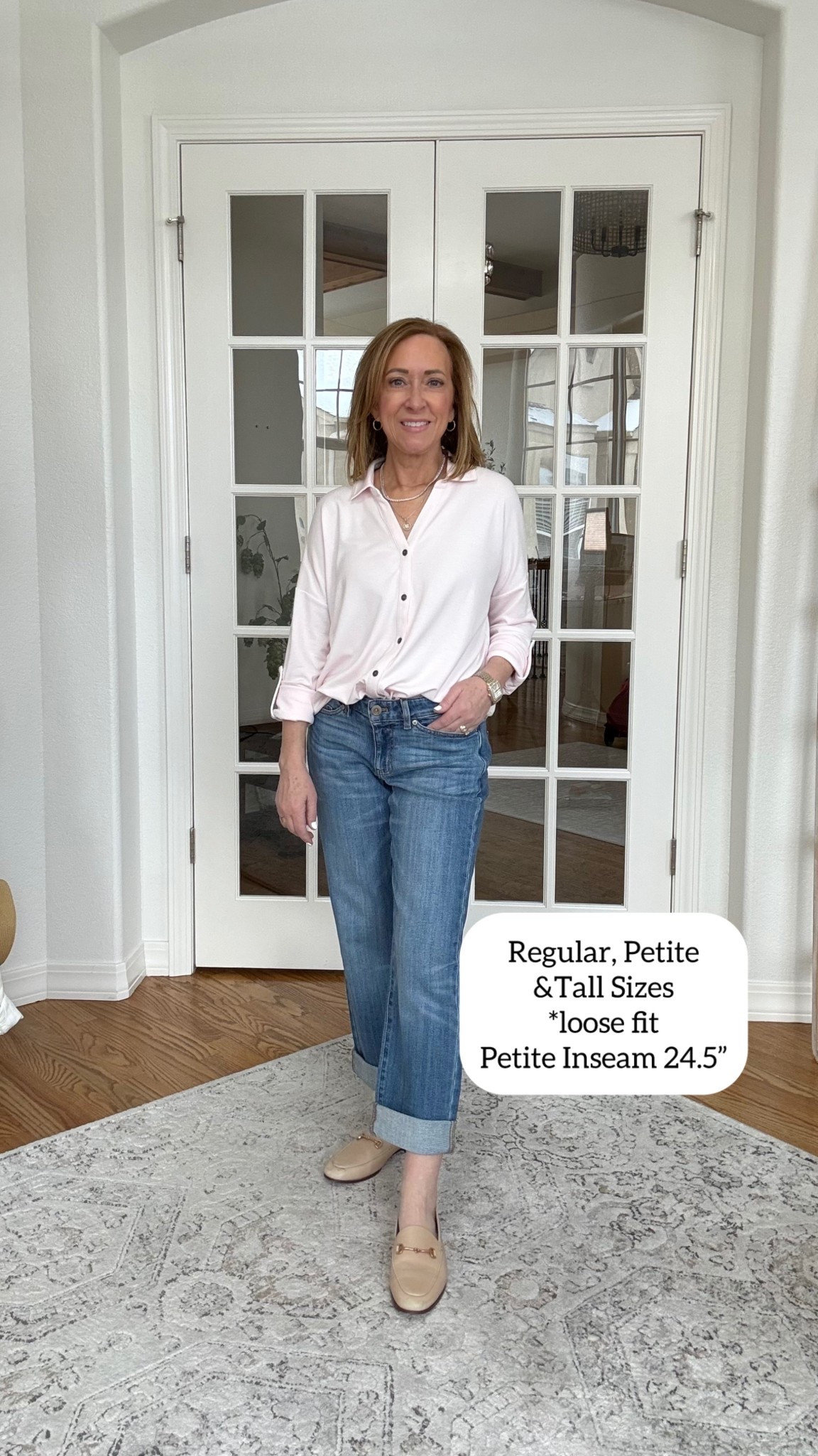 Relaxed Boyfriend Style. They are definitely relaxed…quite loose. 


#LTKootd #LTKPetite #LTKOver40