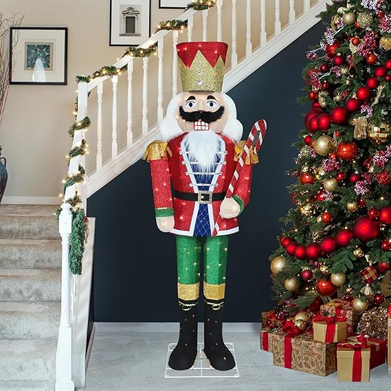 MUPATER Lighted Nutcracker Outdoor Christmas Decoration, 5FT Nutcracker Soldier Holiday Decor for... | Amazon (US)