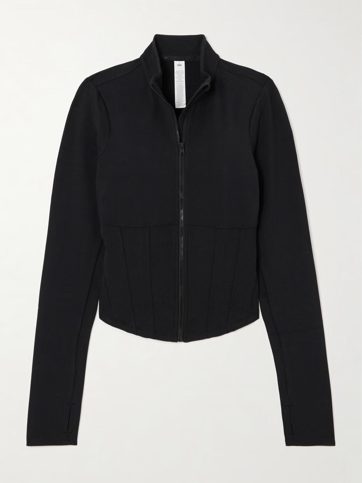 Alo Yoga - Airbrush Ribbed Stretch-jersey Corset Jacket - Black | NET-A-PORTER (US)