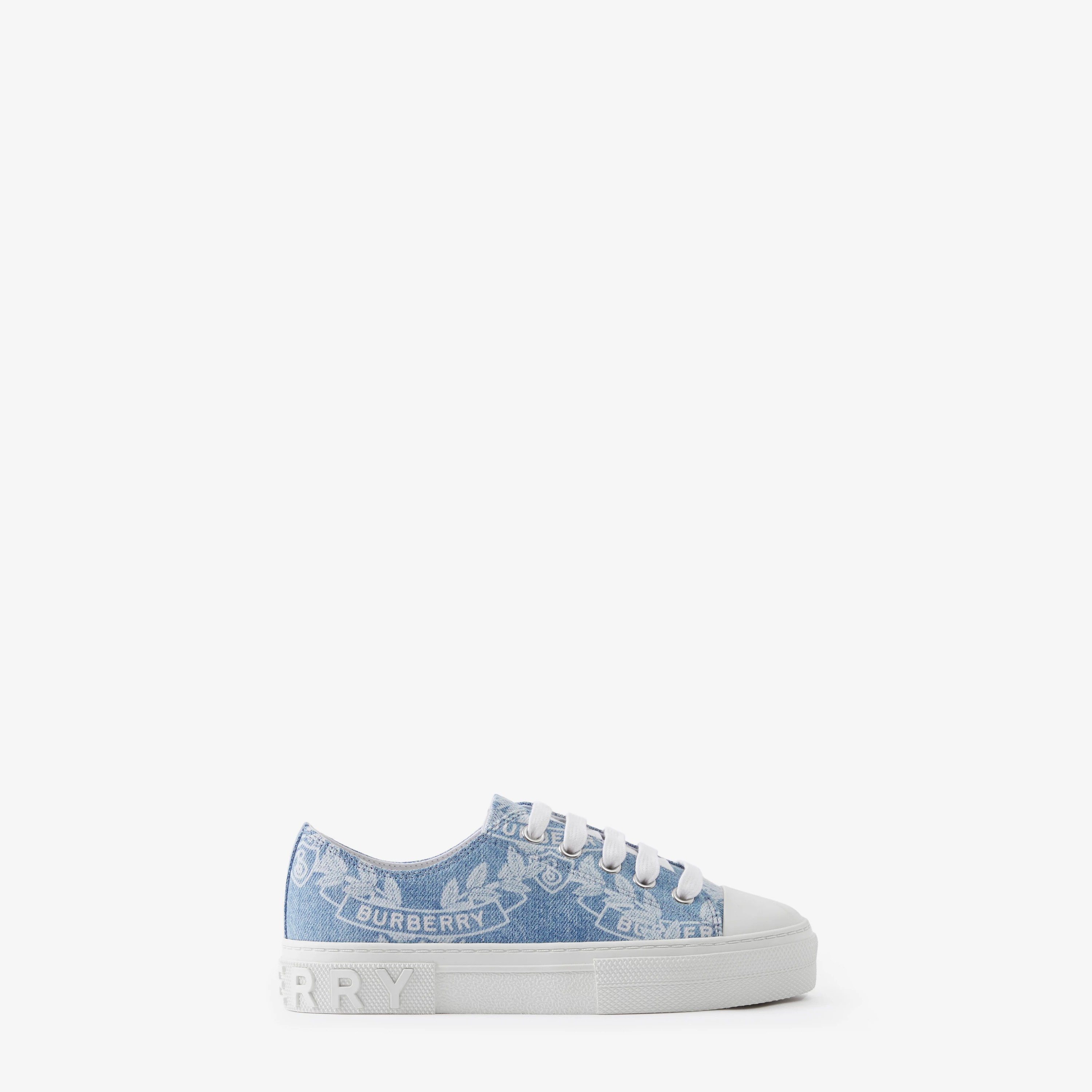 Oak Leaf Crest Cotton Sneakers in Pale Blue - Children | Burberry® Official | Burberry (UK)
