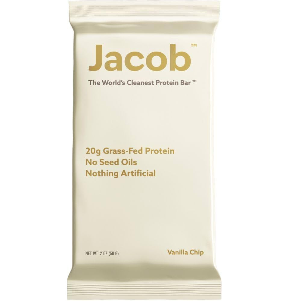 Jacob Bar, Protein Bars, Vanilla (9 Bars Total) - 20g Grass-Fed Protein, No Seed Oils, Nothing Ar... | Amazon (US)