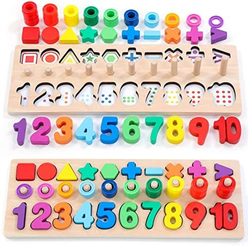 BEKILOLE 4-in-1 Wooden Puzzle Learning Toys for Toddlers Educational and Montessori Toys for 1-3 ... | Amazon (US)